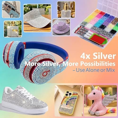 OCARDI 40,000+ Pcs Resin Jelly Rhinestones Bedazzling Kit,3mm Flatback Rhinestones (26 Colors+4X Ex-Silver) with Dual-Head Pen & 3 Pcs B7000 Glue, All-in-One Bedazzler Kit for DIY Arts & Crafts Gifts thumbnail 3
