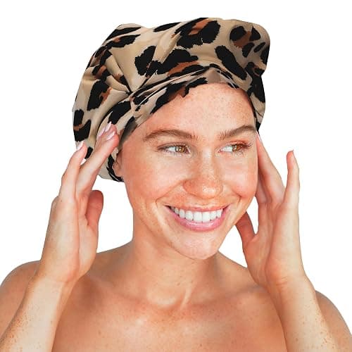 Kitsch Luxury Shower Caps for Women Reusable Waterproof - Large Shower Cap for Women and Men, Non-slip, Quick-dry Hair Cap for Long & Short Hair, Comfortable and Stylish Design - Leopard thumbnail 7