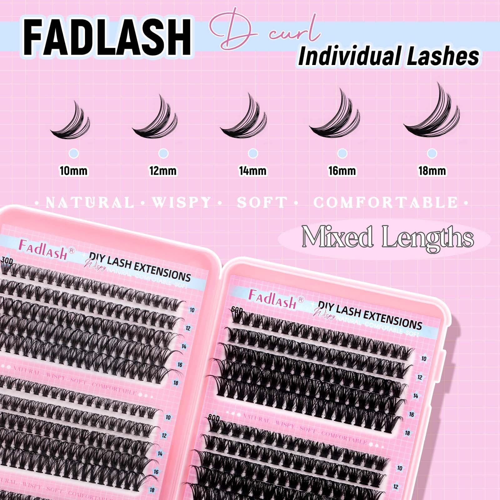 Eyelash Clusters 30D+40D+50D+60D+80D+100D Individual Lash Extensions D Curl Wispy EyeLash Clusters 10-18mm Natural Fluffy Cluster Lash DIY Eyelashes Extension for Beginners thumbnail 3
