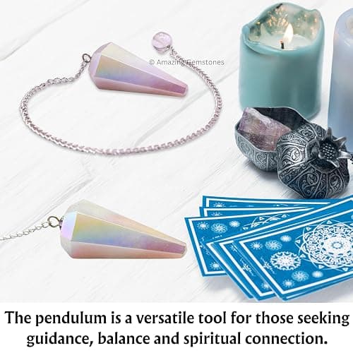 Amazing Gemstone Angel Aura Rose Quartz Crystal Pendulum for Divination - Certified Dowsing Crystals, Healing Stones for Chakra Balancing, Meditation - Enhance Reiki Spiritual Growth thumbnail 5