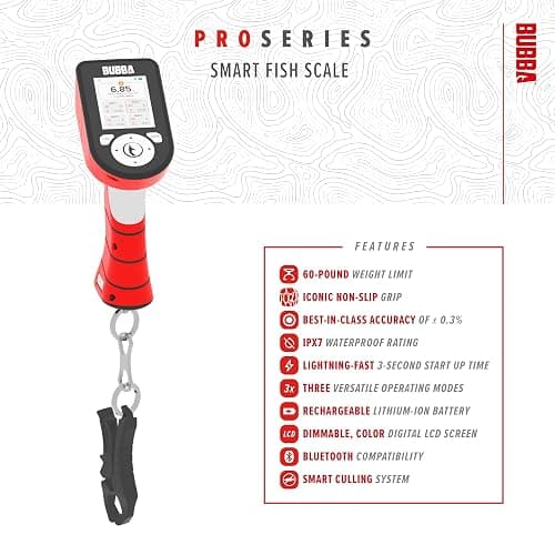 BUBBA Pro Series Smart Fish Scale - Tournament Fishing Tool with Bluetooth & Rechargeable Battery - 3 Modes, Digital Color Screen, 60lb Limit thumbnail 4