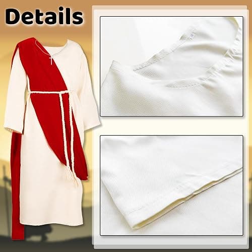 Yickoon Kids Jesus Saint Biblical Robe Costume Necklace Scarf Shawl Waist Rope Cosplay for Kids Halloween Christmas thumbnail 4