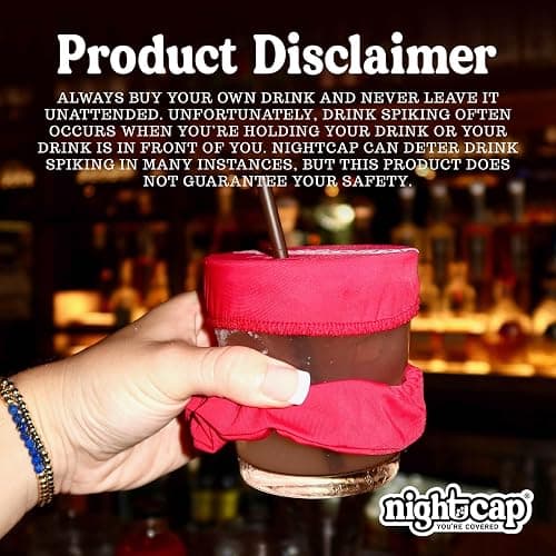 NightCap Drink Cover Scrunchie, Anti Spiking Drink Protector, Reusable Cup Cover for Bars, Festivals, Concerts, College Parties & Travel, Hidden Drink Safety Cover for Women, Shark Tank, Hair Tie thumbnail 7