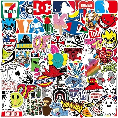 Cool Brand Stickers 101 Pack Decals for Laptop Computer Skateboard Water Bottles Car Teens Sticker