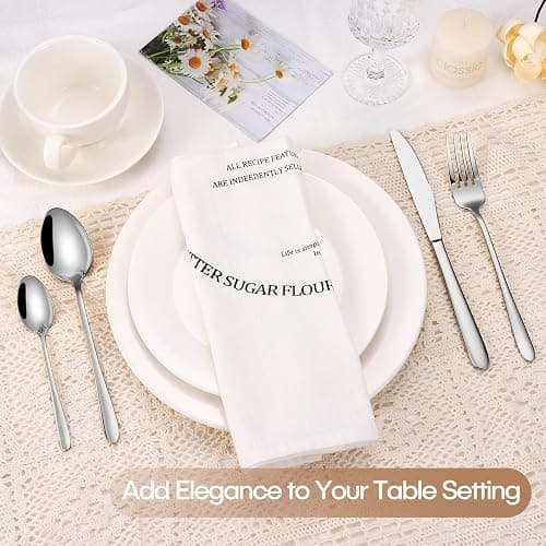 Cutlery Set, NINIROR 16 Piece Food-Grade Stainless Steel Flatware Silverware Set for 4 People Include Spoon Knife and Fork Sets Mirror Polished Dishwasher Safe for Home Kitchen Restaurant thumbnail 7