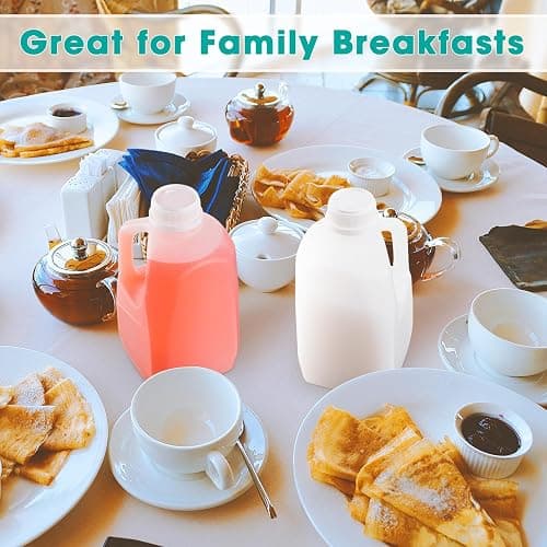 Skylety 24 Pack Mini Milk Jugs Plastic Gallon Jugs with Caps Water Juice Empty HDPE Soda Bottles Gallon Containers for Liquids Smoothies Tea(32 oz,White) thumbnail 5