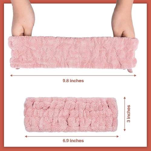 Chuangdi 3 Pieces Spa Headband for Women Facial Makeup Headband Soft Terry Cloth Hairband for Washing Face Mask Spa Shower Gifts(Pink, Milky-White, Dark Grey) thumbnail 3