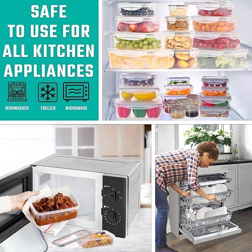 RockBerry 50 Pcs Large Food Storage Containers with Lids Airtight-85 OZ to small Containers-Total 526OZ Stackable Kitchen Set -BPA Free Leak proof containers- Freezer Microwave safe thumbnail 5