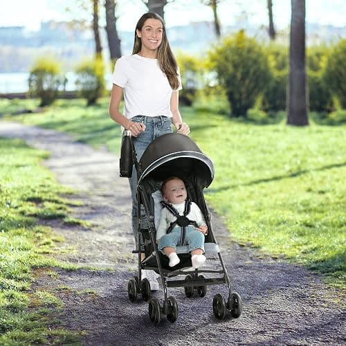 Jeep AdventureGlyde Stroller by Delta Children - Lightweight Travel Stroller with Smoothest Ride & Compact Fold, 3-Position Recline, Extra Large Storage Basket, Black/Grey thumbnail 2
