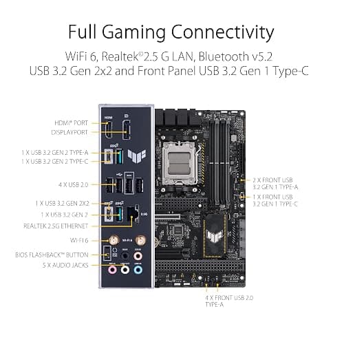 ASUS TUF GAMING B650-PLUS WIFI AMD Ryzen AM5 ATX motherboard, 14 power stages, PCIe 5.0 M.2 support, DDR5 memory, WiFi 6 and 2.5 Gb Ethernet, USB4 support and Aura Sync thumbnail 6
