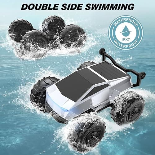 Blasland Remote Control Car, 1:16 4WD Waterproof RC Monster Truck, 2.4GHz All Terrain Amphibious RC Stunt Cars, 360° Rotating Pick-up Truck Car Toys Gifts for Boys Age 6 7 8 9 10 11 12 thumbnail 3