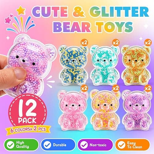 12 Pack Bear Squishy Toys，Squishy Stress Squeeze Balls for Adults Kids | Bulk Mini Squishies Balls for Calming , Fidget Toys for Party Favors ,Birthday Giftsf, Classroom Prizes thumbnail 3