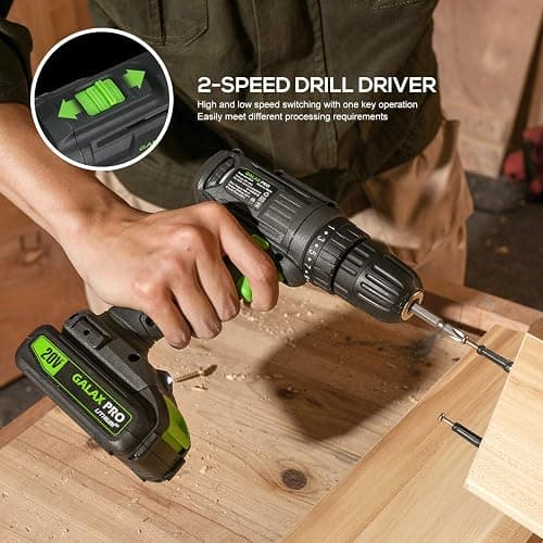 GALAX PRO Cordless Drill Impact Driver-95307&D6001 | combo kit with 1pcs 1.3Ah Lithium-Ion Batteries, Charger Kit, 11pcs Accessories and Tool Bag thumbnail 8