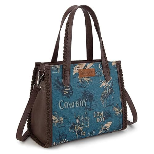 Wrangler Tote Bag Western Handbags Cowboy Print With Crossbody Strap thumbnail 3