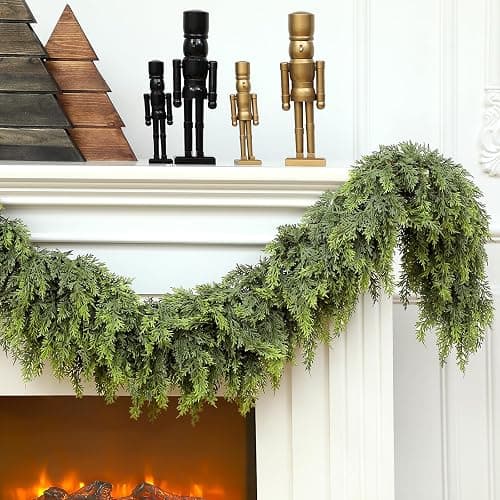 Waydress 1 Pcs 12ft Christmas Cedar Garland Artificial Realistic Soft and Thickness Green Faux Fake Full Cedar Pine Garland for Fireplace Mantel Table Doorframe Indoor Outdoor Xmas Holiday Decoration thumbnail 3