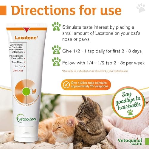 Vetoquinol Laxatone: Oral Hairball Lubricant Gel for Cats – Tuna-Flavored, 4.25oz thumbnail 4