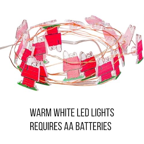 Silver Buffalo Peanuts Snoopy 20ct Decorative String Lights, 7 Feet Long, Warm White LED thumbnail 3