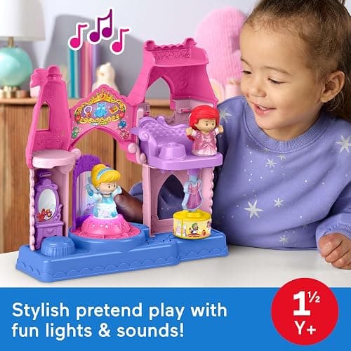 Fisher-Price Little People Disney Princess Shimmer & Glow Dress Shop | Playset with Lights & Sounds, Pretend Play with Cinderella and Ariel Figures, Toddlers & Kids Ages 18+ Months thumbnail 2