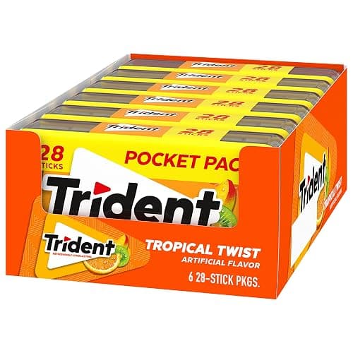 Trident Tropical Twist Sugar-Free Chewing Gum, 6 Pocket Packs of 28 Pieces (168 Total Pieces) thumbnail 10