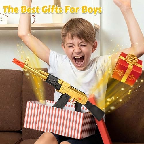 BYTEWAR Electric Golden AK-47 Realistic Soft Bullets Toy Gun,Foam Blasters Toys with 40 Foam Darts & 2 Magazines,Automatic Sniper Rifle for Kids Ages 6+ Years Old,Christmas Birthday Gift for Boys thumbnail 7