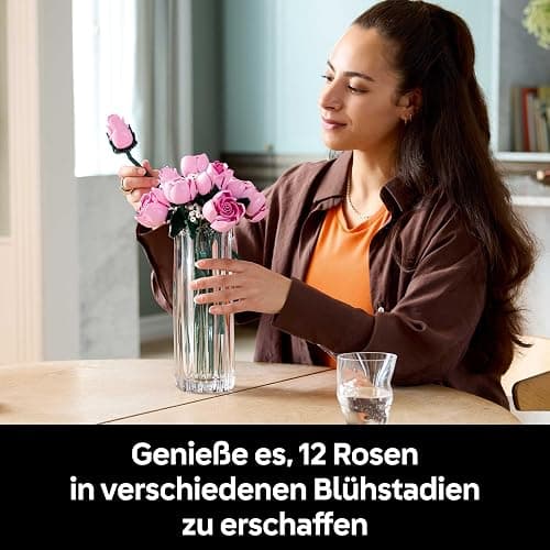 LEGO Botanicals Rosa Rosenstrauß - Set mit Kunstblumen für Erwachsene - 12 künstliche Rosen & 4 Zweige Schleierkraut als DIY Deko - Geschenkidee für Frauen - 10374 thumbnail 4