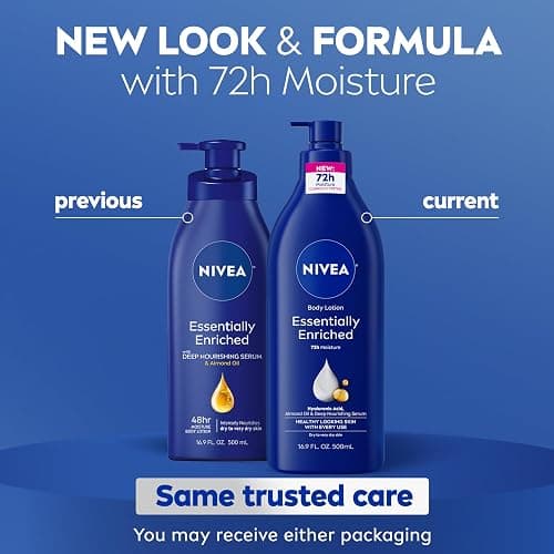 NIVEA Essentially Enriched Body Lotion, Value Pack, 2 x 16.9 FL OZ | Hydrating Body Lotion with Hyaluronic Acid, Almond Oil and Deep Nourishing Serum, For Dry to Very Dry Skin,72-Hour Moisture thumbnail 2