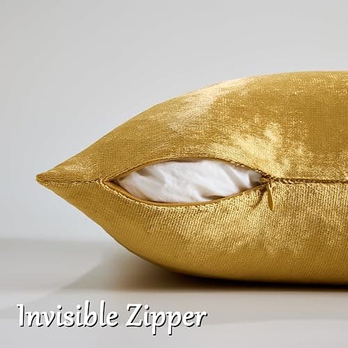 GIGIZAZA Gold Velvet Pillow Covers 16x16, Set of 2 Couch Throw Decorative Pillow Covers Soft Modern Living Room Square Cushion Fall Pillowcases thumbnail 4