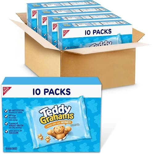 TEDDY GRAHAMS Honey Graham Snacks, 40 Kids Snack Packs (4 Boxes) - Image 1