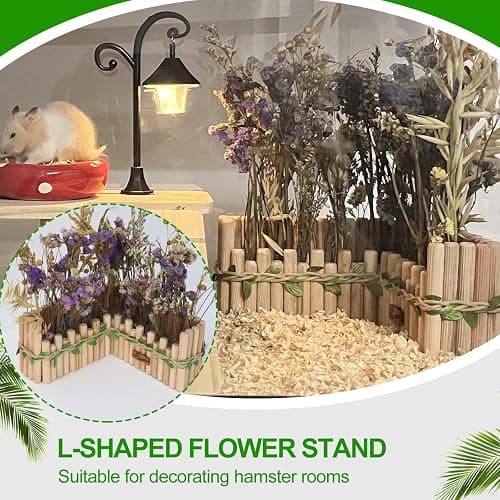 Hamster Cage Sprays Flower Foraging Holder - Natural Wood Feeding Stand, Small Pet Habitat Accessories for Hamsters Mouse Guinea Pig Dwarf Gerbils Syrian Mice (Leaf - L Shape) thumbnail 4