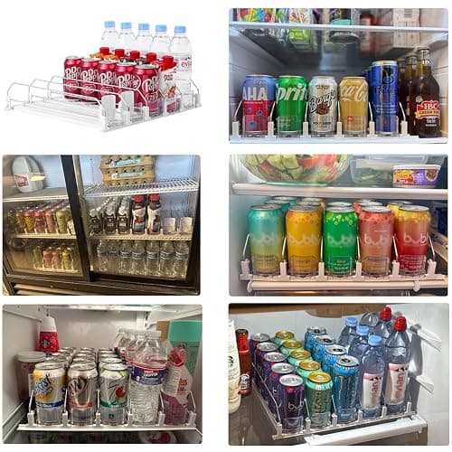 Drink Organizer for Fridge-White Automatic Pusher Glide,12oz 16oz 20oz-Soda Dispenser for Fridge-Holds up to 25 Cans thumbnail 3