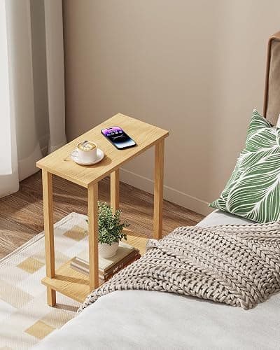 TUTOTAK Small Side Table, Narrow End Table, Skinny Sofa Table, Slim Nightstand, Couch Table, Living Room, Bed Room, Natural TB01BN062 thumbnail 5