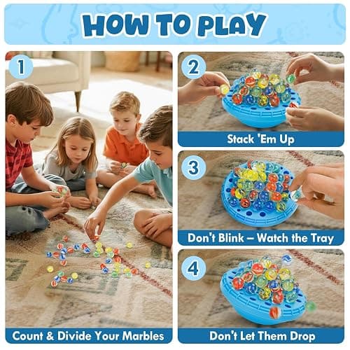 INKZOO Marble Balance Game, Wobble Marble Stacking Game for Kids 6+, Family Games for Kids and Adults with Built-in Storage, Marbles Board Game for 1-4 Players, Fun Birthday Party Games Toys thumbnail 4