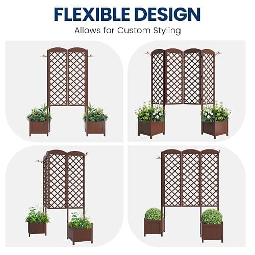 Planter Box with Trellis,72in Tall Outdoor Wooden Raised Garden Bed with Trellis,Patio Balcony Garden Privacy Planter Box for Climbing Plants,Fruits,Vegetables,Flowers,Dark Brown thumbnail 8