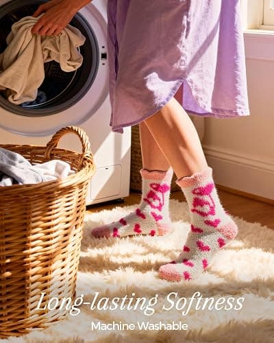 TEHOOK Warm & Cozy Valentines Gifts for Women, Fluffy Fuzzy Plush Sleeping Slipper Socks - Soft Warm Fabric thumbnail 6