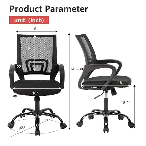 PayLessHere Office Chair Computer Chair Ergonomic Cheap Desk Chair Adjustable Comfortable Mid Back Task Rolling Swivel Chair with Lumbar Support for Home Office Desk, Black - Black thumbnail 3