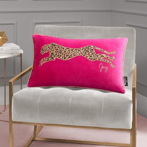 Juicy Couture Reversible Velvet Cheetah Pillow, 14" x 24" Decorative Pillow, Hot Pink thumbnail 2