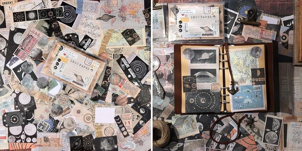 Vintage Scrapbooking Supplies, 200 Sheets of Scrapbook Paper Junk Journal Supplies Craft Kits for Bullet Journals Supplies Journaling Supplies Room Decor Aesthetic Vintage Album Wall Art ( Astrology ) thumbnail 5