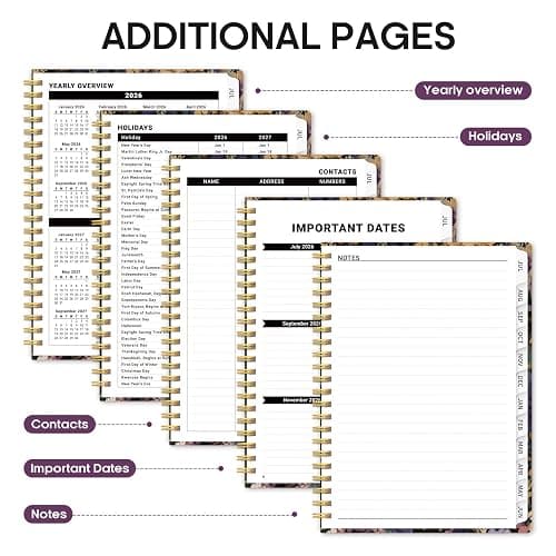 Taja Planner 2026-2027, Jul 2026-Jun 2027 Monthly & Weekly Calendar Planner | 8.5" x 11", Hardcover Academic Calendar, Teacher Student Agenda Book with Tabs, School Office Supplies, Midnight Bloom thumbnail 5