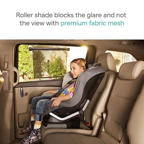 Munchkin Brica Sun Safety Car Window Shade with Heat Alert, Helps Block UVA/UVB Rays, 2 Pack, Black thumbnail 2