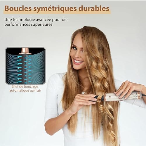 Brosse Soufflante avec 5 accessoires, Golden Goods Multistyler Sèche-cheveux, Airstyler 5-en-1, pour sécher, Brosse Coiffante Chauffante, Pour Lisser, Boucler, Sandstone Edition thumbnail 3