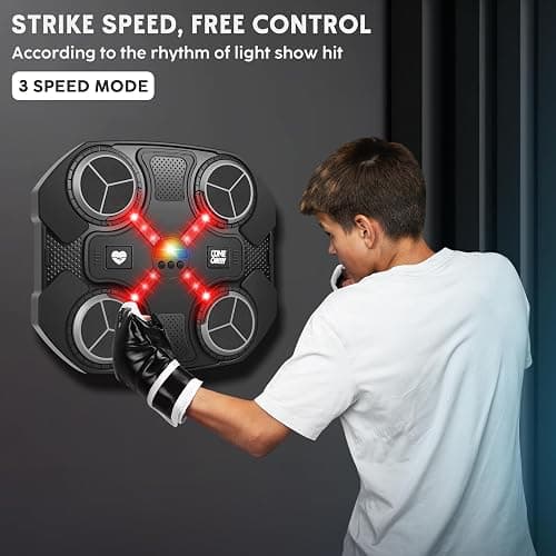 Music Boxing Machine Sport Toys for Kids and Adults,Wall Mounted Bluetooth Smart Punching Target,Training Pad Toy with Boxing Glove,Ideas Toys for Boys Girls Kids 3 4 5 6 7 8 9 10 11 12+ Years Old thumbnail 7