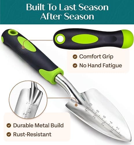 Heavy Duty Gardening Tools - Gardening Gifts for Women, Men, Mom, Dad - Durable, Ergonomic Garden Tools Set (Green) thumbnail 5
