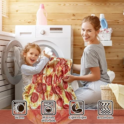 Pizza Blanket Adult Kdis Size Funny Realistic Food Personalized Throw Blanket Novelty Gift for Everyone 300 GSM Soft Flannel 60 inches Red thumbnail 7