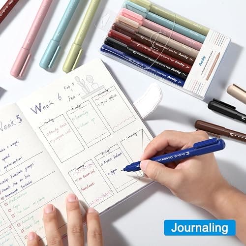 AECHY Colored Curve Highlighter Pens Set - 8 Different Shapes & 8 Colors Fine Tips for Writing, Journaling, Note Taking, Drawing, Scrapbook Art, School Supplies (Classic) thumbnail 2