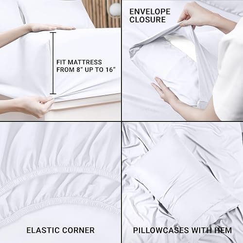 Utopia Bedding Twin Bed Sheet Set - 3 Piece Bedding - Soft Brushed Microfiber Fabric - Shrinkage & Fade Resistant - Easy Care (White) thumbnail 5