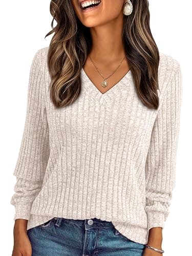 AUTOMET Womens V Neck Long Sleeve Shirt Fall Fashion Tops Tunic Dressy Casual Sweater Clothes Cute Trendy Work Outfits 2025 - Image 1