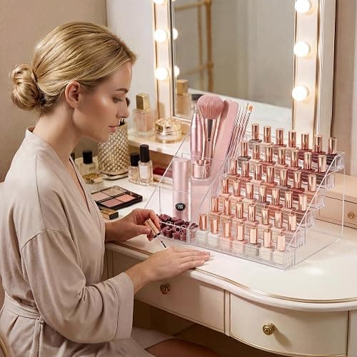HBlife 6 Tier Nail Polish Organizer with Nail Supplies Organizer, Quick Assembly Clear Acrylic Nail Polish Holder Display Stand for Gel Polish (1 Pack) thumbnail 6