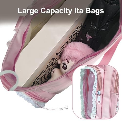 KJEYOB Ita Bag,DIY Clear Pin Display Bag with Insert and Accessories,Anime Kawaii Ita Crossbody Purse,Women Y2K Shoulder Bags thumbnail 4