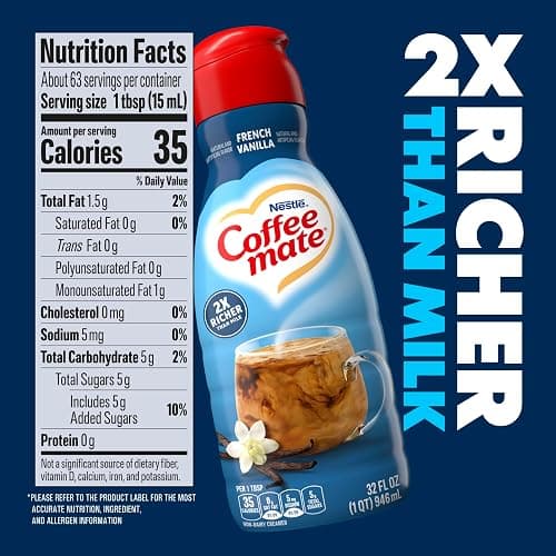 Coffee Mate French Vanilla Flavored Coffee Creamer, Non-Dairy, Gluten-Free, 63 Servings, 32 Fl Oz 32 fl oz thumbnail 6