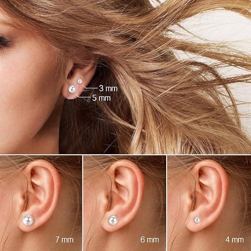 Charisma 3-7mm Composite Pearl Earrings Round Ball Pearls Stud Earrings Hypoallergenic 5 Pairs Mixed Sizes Imitation Pearl Earrings Set for Women thumbnail 5